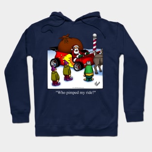 Funny Christmas Pimped Ride Santa's Sleigh Cartoon Hoodie